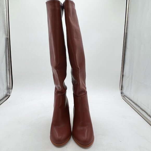 Brown Women Comfy Knee High Riding Boot Pull On Closed Toe Chunky Heel Long Boot - Picture 1 of 6